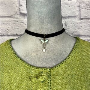 Handmade Black Velvet Choker Necklace with Dragonfly Pendant